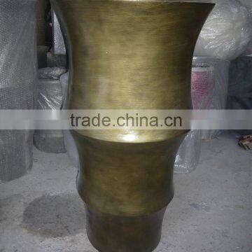 Golden Fiberglass Planter Flowerpot photo-2