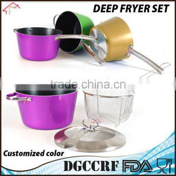 NBRSC Home Nonstick Covered Deep Fryer Aluminum Fry Pot and Basket With Stainless Steel Handle photo-6