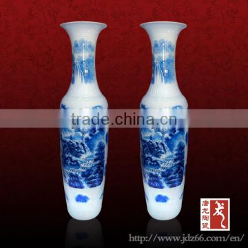 Modern tall blue and white porcelain vases made in China