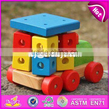 New Design Toddlers Building Blocks Wooden Pull Train Toy W05C072 photo-5