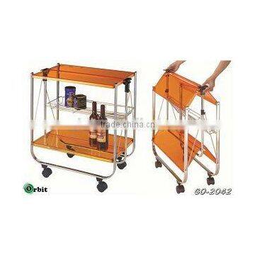 Folding Hand Cart, Metal Kitchen Dining Serving Cart photo-2