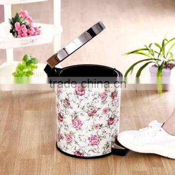 Top Quality Fashional Style Flower Print Plastic Dust Bin With Fixing Dust Bag Ring photo-4