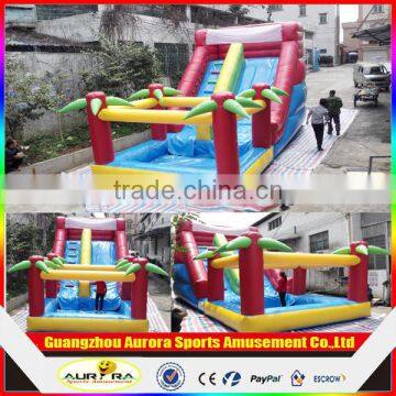 2016 inflatable slide the city, jungle slide with water pool for water park