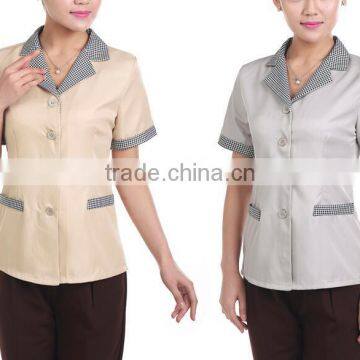 Classic design hotel housekeeping uniform for women