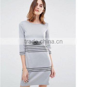 Shift Dresses, Loose Casual Short Sleeve Stripe Fashion Dress photo-2