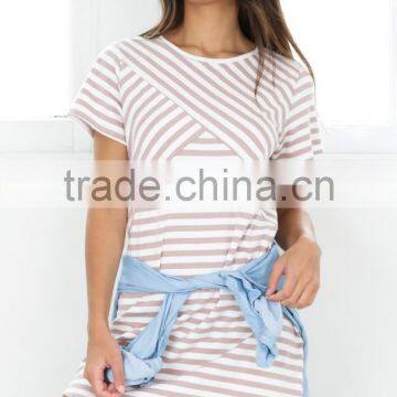 Hot Sale Latest Design Stripe Dress Women Summer Shift Dress photo-6