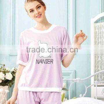 Fashion women Plain Pajama/Short Sleeved T-shirt Sleepwear/Ladies Lounge Wear