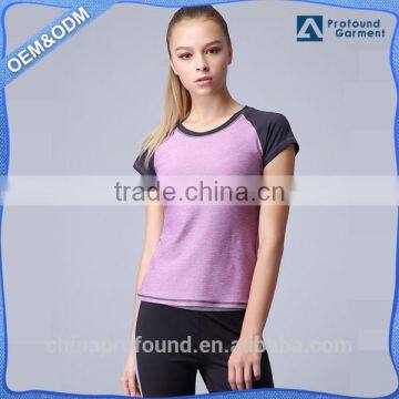 Dry Fit Custom Fitness Gym Wear T Shirt Womens Sports Wear Ralgan Sleeve T-shirts