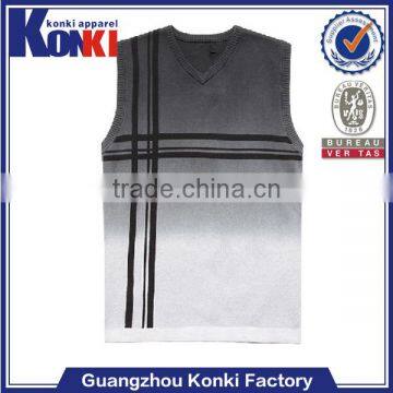 cheap custom Black and white color mixture knitted v neck sweater vest