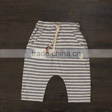 Very Cheap 100% Cotton Baby Short Stripes Harem Pants With Waistband photo-3