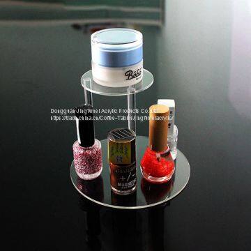 Modern Makeup Stand Rotating Round Nail Polish Display Clear Glass Cosmetic Holder