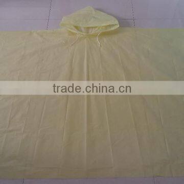 Promotional Adult Yellow PEVA waterproof Poncho with hooded