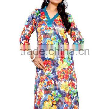 Designer Jute Silk Glamour Multi Kurtis