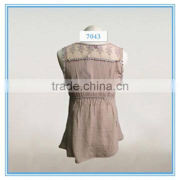 Fashion Chiffon Lady Top Designer Girl Latest Design Sleeveless Lace Crochet Top photo-6