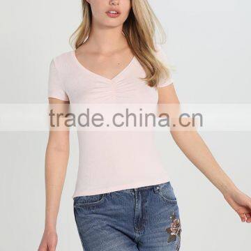 MGOO 100% Cotton Solid Color V Neck Tank Top Women Fitness Plain Tank Tops With Chest Drape Design photo-3