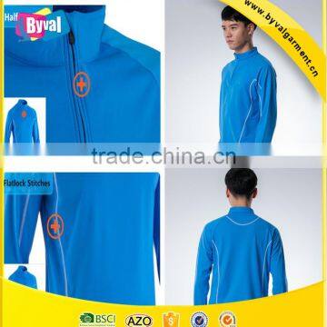 100% Polyester Half Zip Shirt Wholesale Sports Gym Quick Dry Men's Running Fitness Half-zip Long Sleeve Shirts photo-5