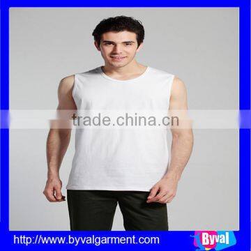 Oem apparel men sleeveless dry fit high quality casual sports cotton/polyester shirts made in China