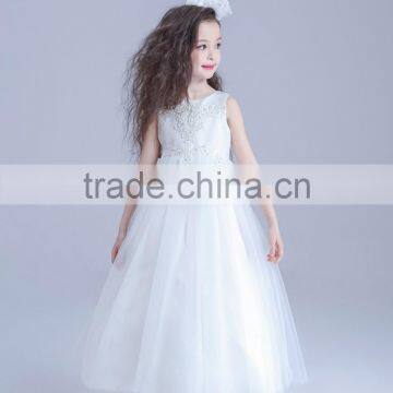 2017 Bulk Sale White Embroidery Dress Long Flower Girl Dresses photo-5