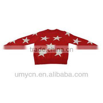 Girl's Cotton Two-stone Jacquard Long Sleeve Pullover Sweater photo-2