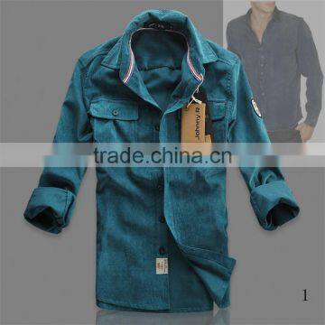 2015 High Quality 100% Cotton custom design contrast color men slim fit long sleeve lace shirt