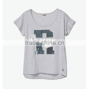 Philippine cheap tshirt ladies sequins tshirt