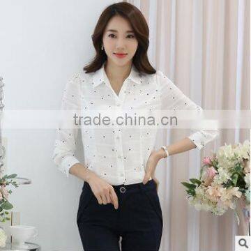 Custom Wholesale Ladies Blouse Patterns Women Cotton Formal Business Blouse With Dot photo-2