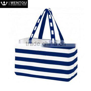 Fashion Women Plain Striped Large Utility Tote Bag photo-3