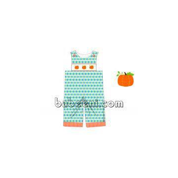 Pumpkins hand smocked longall for boys - BB720