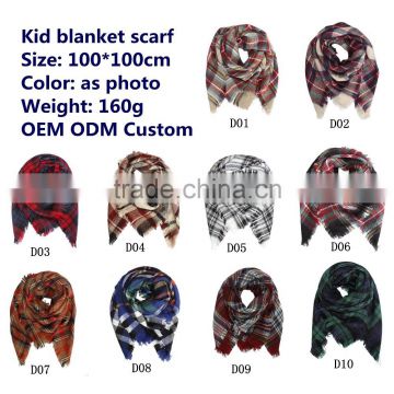 Kids Size Plaid Blanket Scarves