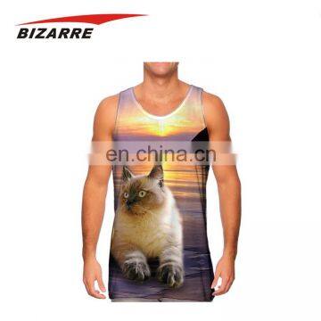 2017 Custom Sublimated Training Cotton Mens Slimming Singlet photo-3