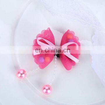 Dainty Bow Hair Clips With Pink Pearl Tulle Hair Clip For Baby Girl Birthday Favors