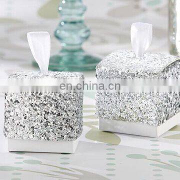 Just arrival "Sparkle and Shine" Silver christmas Glitter Favor Box