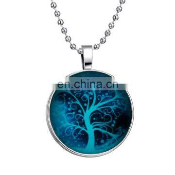 Vintage Happyness Symbol Tree Pentagram Necklaces Women Glow In the Dark Necklaces Pendants Luminous Jewelry