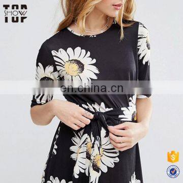 Wholesale daisy print midi length summer maternity dress