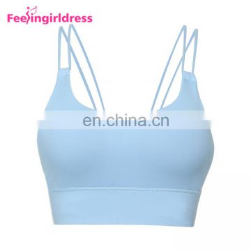 Latest Design Blue Invisible Fashion Genie Sports Bra Wholesale