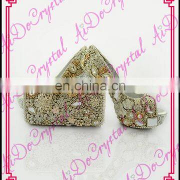 Aidocrystal handmade top designer bridal shoes and matching bags beige shoes matching bag