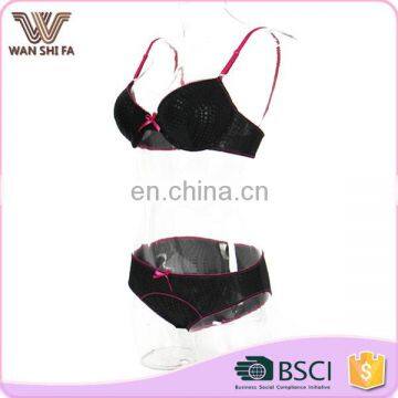 Black Breathable Nylon Wholesale High Quality Lovely Girl Bra Panty Set photo-2
