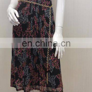 Ladies's Latest Fashion Polyester Chiffon Printed Pleated Slim Casual Wear Skirts