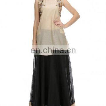 Beige Lengha with Golden Embroidery
