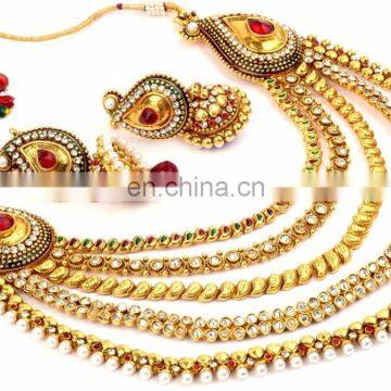 Bollywood Style Kundan Necklace Set-2018 Bollywood Fashion Bridal Jewelry Set- Bridal Jewellery-Indian Designer Necklace Set photo-4