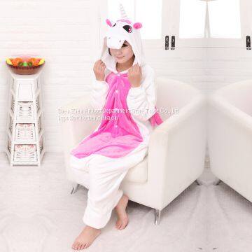 Unicorn Flannel Conjoined Polyester Pajamas photo-2