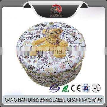 Wholesale High Grade Package Box Type European Style Wedding Souvenir Food Grade Metal Bear Round Cookie Box