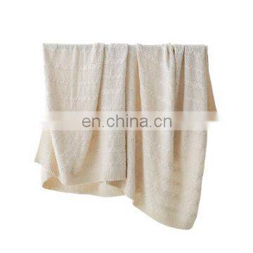 RAWHOUSE Hot Sale Ivory White Claret Navy Blue Knitted Cotton Blanket photo-4
