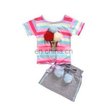 Girls Summer Clothing Sets Short Sleeve Tops + Skirts Summer Kids Girls Suits