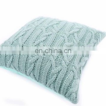 High quality home decorative light blue cushion cover with jacquard cable knit