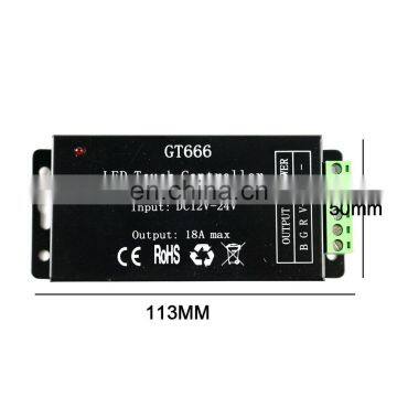 DC12-24V 3Channels 18A RF Remote Touch Controller For SMD5050 RGB Led Strip Lights photo-2