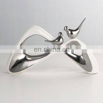 Silver Ceramic Bird Ornaments Home Hotel Fancy Crafts Decoration photo-3