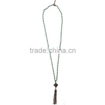 China mala beads knotted druzy necklace, tassel beads necklace