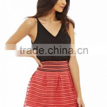 Block Color Women Mini Skirt