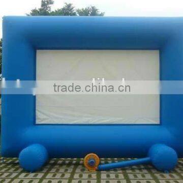 Blue outdoor portable giant advertising pvc inflatable projector screen inflatable movie screen